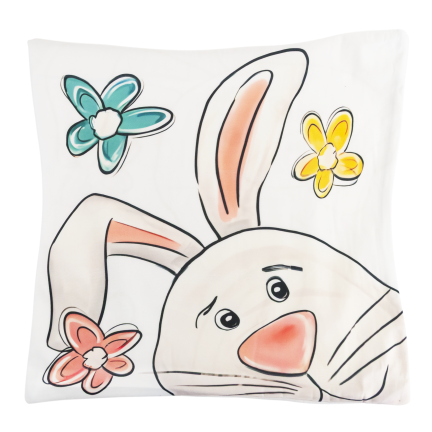 TG81308 - Set of 4 decorative Easter velour pillowcases, 45x45 cm, featuring bunnies