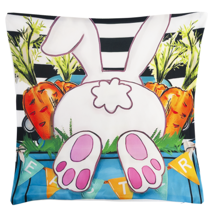 TG81308 - Set of 4 decorative Easter velour pillowcases, 45x45 cm, featuring bunnies