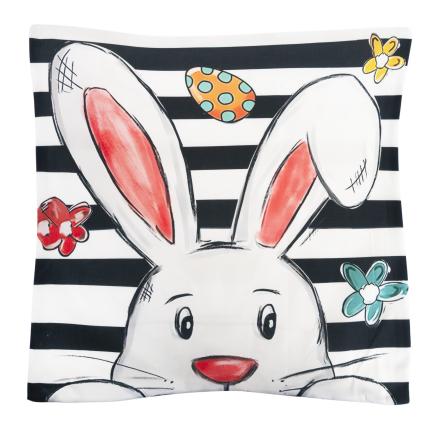 TG81308 - Set of 4 decorative Easter velour pillowcases, 45x45 cm, featuring bunnies