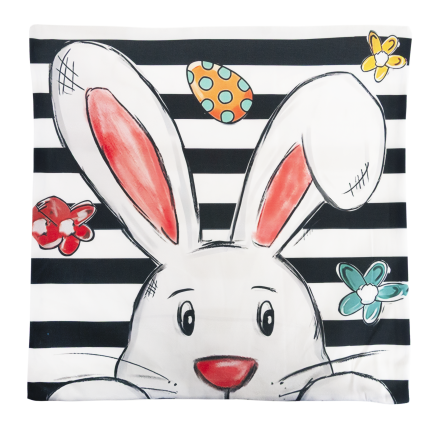 TG81308 - Set of 4 decorative Easter velour pillowcases, 45x45 cm, featuring bunnies