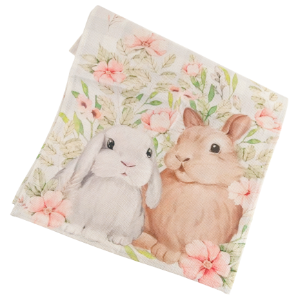 TG81313-1 Easter table runner, 34x180 cm, with bunnies, elegant jute-like fabric
