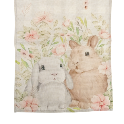 TG81313-1 Easter table runner, 34x180 cm, with bunnies, elegant jute-like fabric