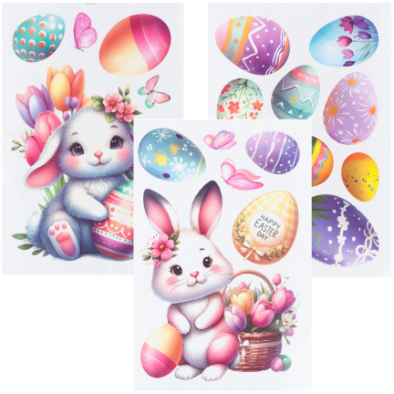 TG81320 NAKLEJKA WIELKANOCNA NA SZYBĘ 3 ARKUSZE/KPL