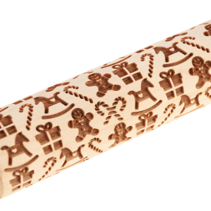 TG81336 DŘEVĚNÝ VÁLEČEK DEKORATIVNÍ VÁNOČNÍ RAŽBA