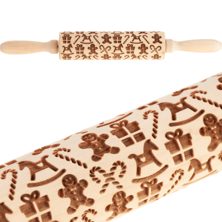 TG81336 DŘEVĚNÝ VÁLEČEK DEKORATIVNÍ VÁNOČNÍ RAŽBA