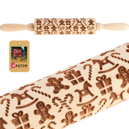 TG81336 DŘEVĚNÝ VÁLEČEK DEKORATIVNÍ VÁNOČNÍ RAŽBA