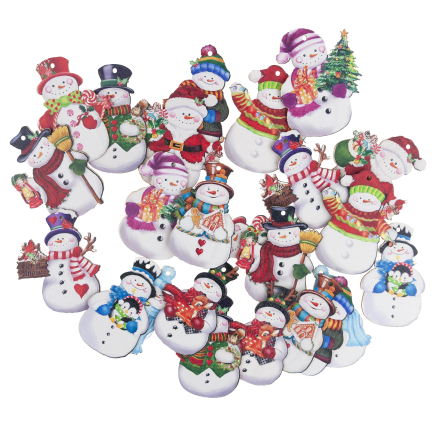 TG81338 SCHNEEMÄNNER ANHÄNGER HOLZKUGELN WEIHNACHTSDEKORATION