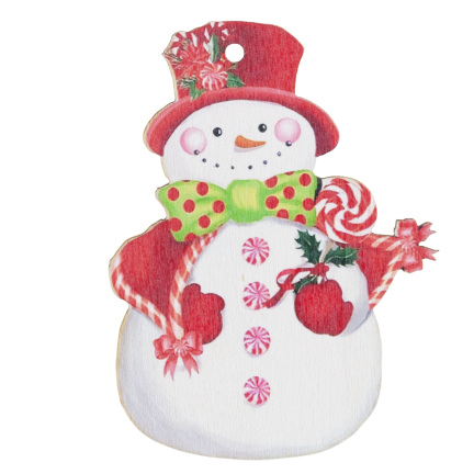 TG81338 SCHNEEMÄNNER ANHÄNGER HOLZKUGELN WEIHNACHTSDEKORATION
