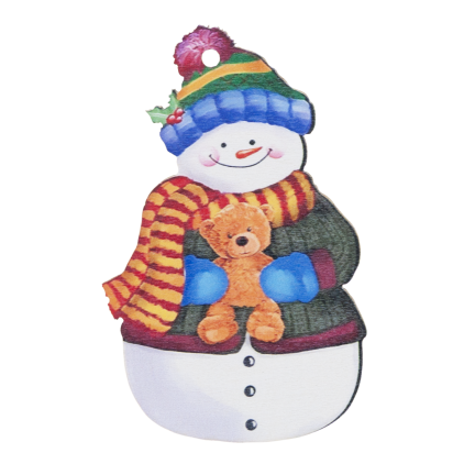 TG81338 SCHNEEMÄNNER ANHÄNGER HOLZKUGELN WEIHNACHTSDEKORATION