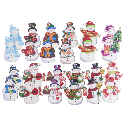 TG81338 SCHNEEMÄNNER ANHÄNGER HOLZKUGELN WEIHNACHTSDEKORATION