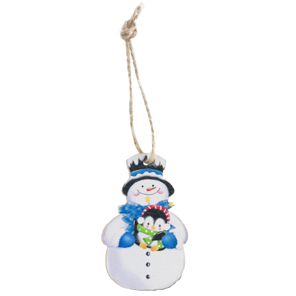 TG81338 SCHNEEMÄNNER ANHÄNGER HOLZKUGELN WEIHNACHTSDEKORATION