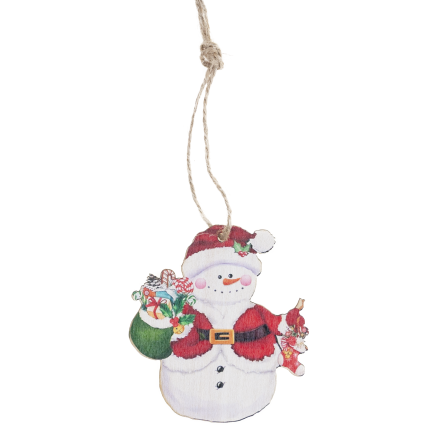 TG81338 SCHNEEMÄNNER ANHÄNGER HOLZKUGELN WEIHNACHTSDEKORATION