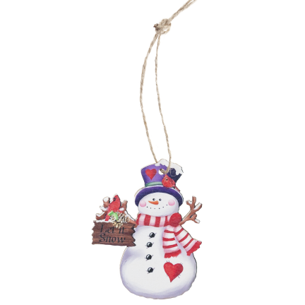 TG81338 SCHNEEMÄNNER ANHÄNGER HOLZKUGELN WEIHNACHTSDEKORATION