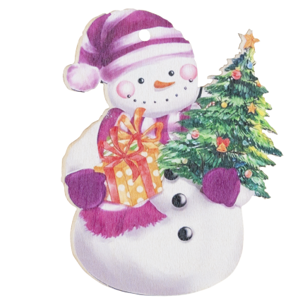 TG81338 SCHNEEMÄNNER ANHÄNGER HOLZKUGELN WEIHNACHTSDEKORATION