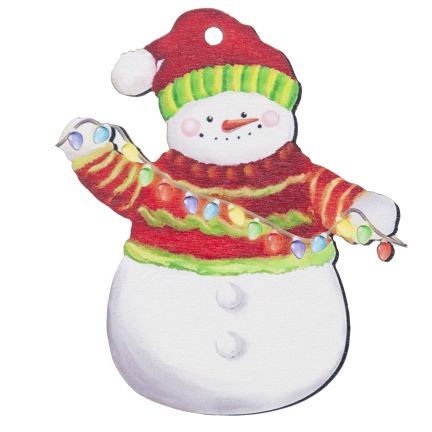 TG81338 SCHNEEMÄNNER ANHÄNGER HOLZKUGELN WEIHNACHTSDEKORATION