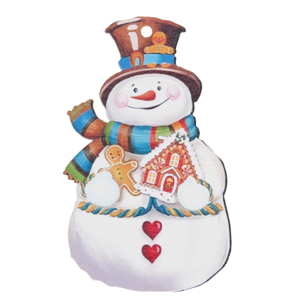 TG81338 SCHNEEMÄNNER ANHÄNGER HOLZKUGELN WEIHNACHTSDEKORATION
