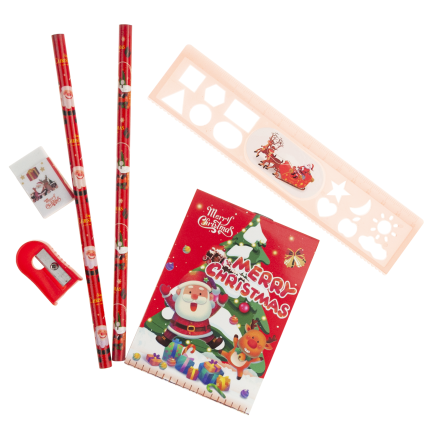 TG81339 Christmas school supplies set: ruler, pencils, notebook, pencil sharpener