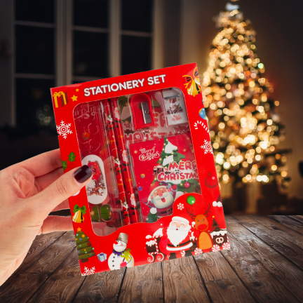 TG81339 Christmas school supplies set: ruler, pencils, notebook, pencil sharpener