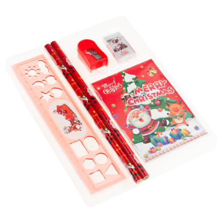TG81339 Christmas school supplies set: ruler, pencils, notebook, pencil sharpener