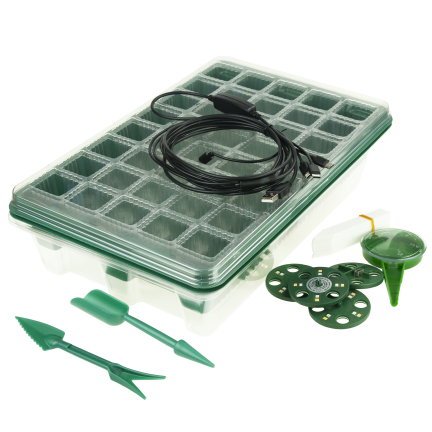 TG81371 Mini Greenhouse, Germination Box, Seedling Tray, with Lighting, Accessories, Set of 2