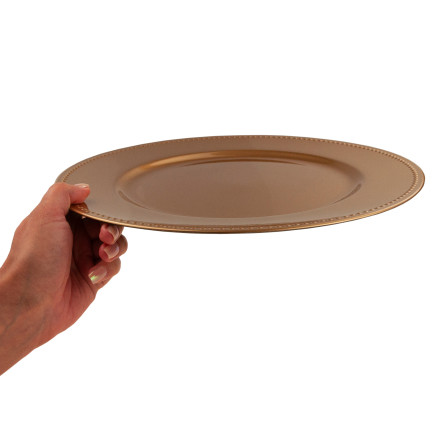 VEN8533 PODTALERZ RUNDER TELLER GOLD MIT DEKORATION 33CM TELLER