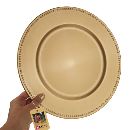 VEN8533 PODTALERZ RUNDER TELLER GOLD MIT DEKORATION 33CM TELLER