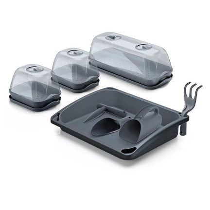 INST01-S433 Mini Greenhouse Seedling Tray for Sowing Seeds – Starter Kit + Tools