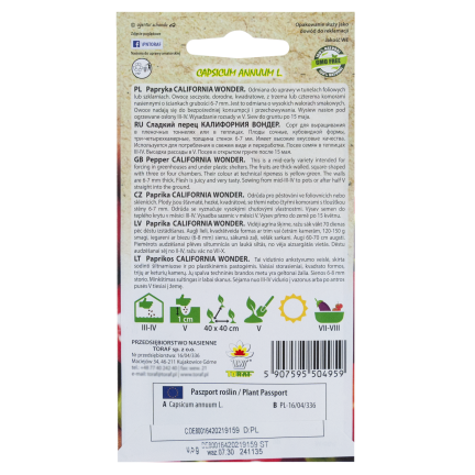 W1135 KALIFORNIEN WUNDER ROTE SÜSSE SALATPAPRIKA SAMEN 0.5G
