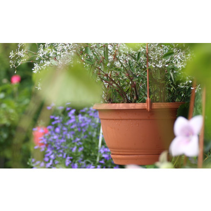DAGW1-R624 Hanging Planter with Hook and Bracket, Terracotta, Round Hanging Balcony Planter with Hook for Flowers