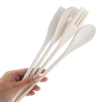 WUI0201 HOLZ KÜCHENUTENSILIEN SET LÖFFEL SPATEL 4 EL