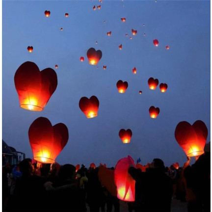 DD19 HAPPY HAPPY LAMPIONS FLYING HEART Hochzeitsfeier