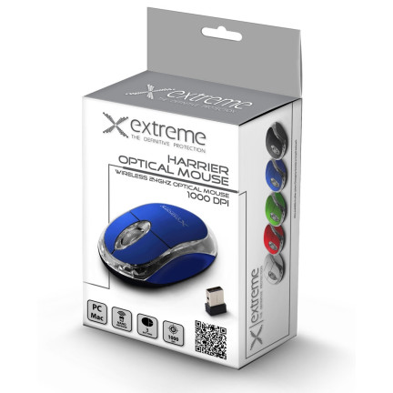 XM105B EXTREME WIRELESS MOUSE 2.4GHZ 3D OPTICAL USB HARRIER BLUE