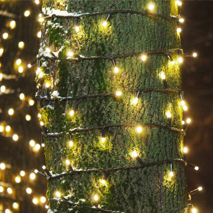 Led světla 300l, teplá bílá + studený blesk, vánoční stromek, dovolená, vnitřní, venkovní, 3+15m