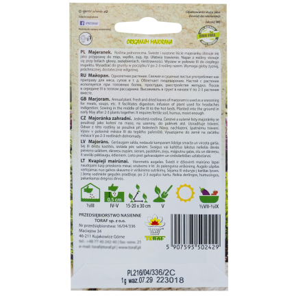 Z3018 SEMÍNKA MAJORÁNKY AROMATICKÁ PŘÍLOHA 1G