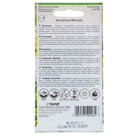 Z3028 ROZMARÝN AROMATICKÁ BYLINA SEMENA TRVALKA 0,1G