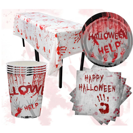 TG74162 GESCHIRR SET HALLOWEEN DEKORATIONEN TISCHDECKE TASSEN TELLER SERVIETTEN