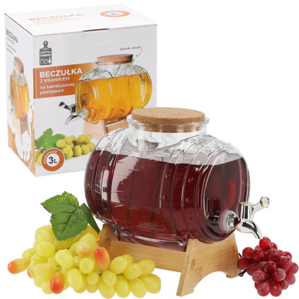 ZIX1715 3L-GLAS AUF BAMBUSSTÄNDER MIT HAHN FÜR LIMONADENSAFT