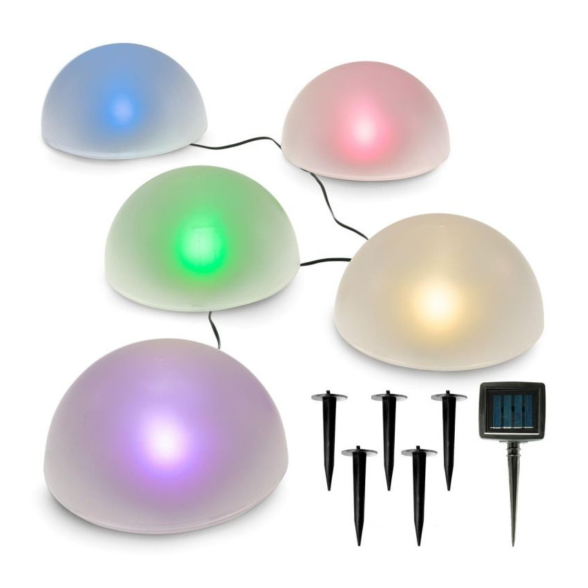 TG55962 SOLÁRNÍ LED VEDL 5PC BAREVNÉ POLOKOULE LAMPA