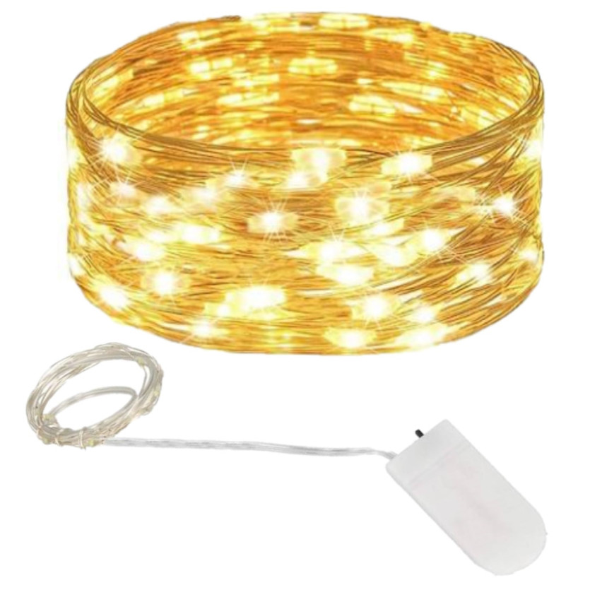 TG66259-2 Weihnachtsbaumbeleuchtung an einer Schnur 10 LED GIRLAND LIGHTS Warmweiß Batterien