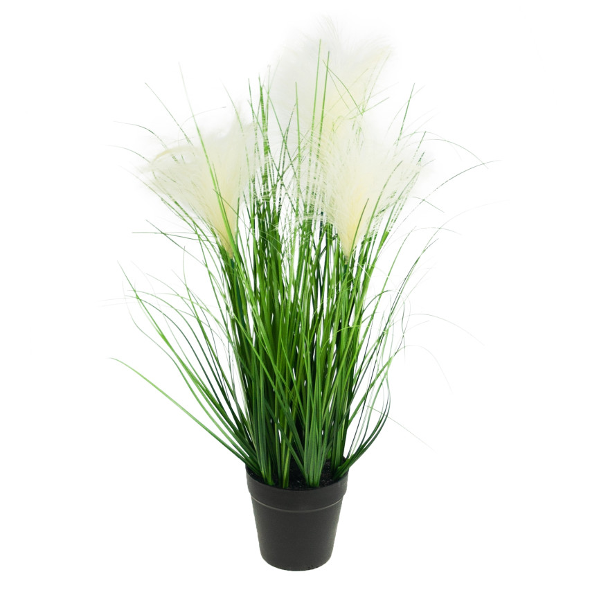 CV17510 UMĚLÁ TRÁVA PAMPAS V KVĚTINÁČI DEKORATIVNÍ 45CM