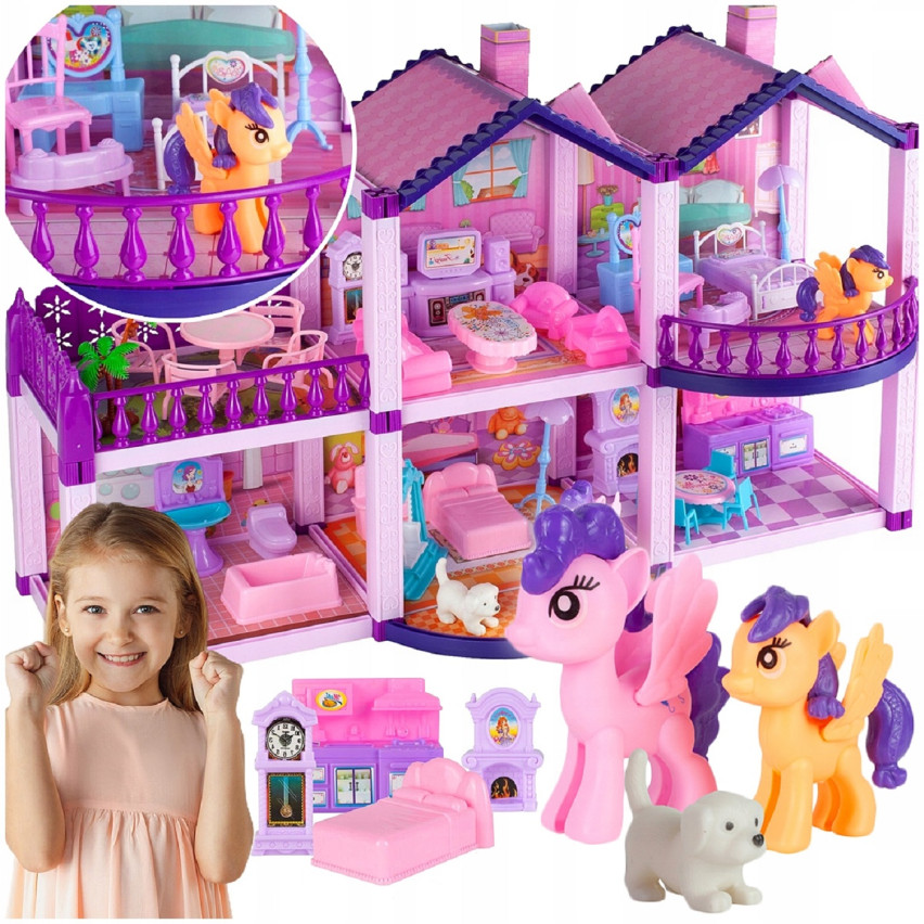 TG67311 PUPPENHAUS MIT ZUBEHÖR TERRASSE PONY VILLA VILLA MÖBEL