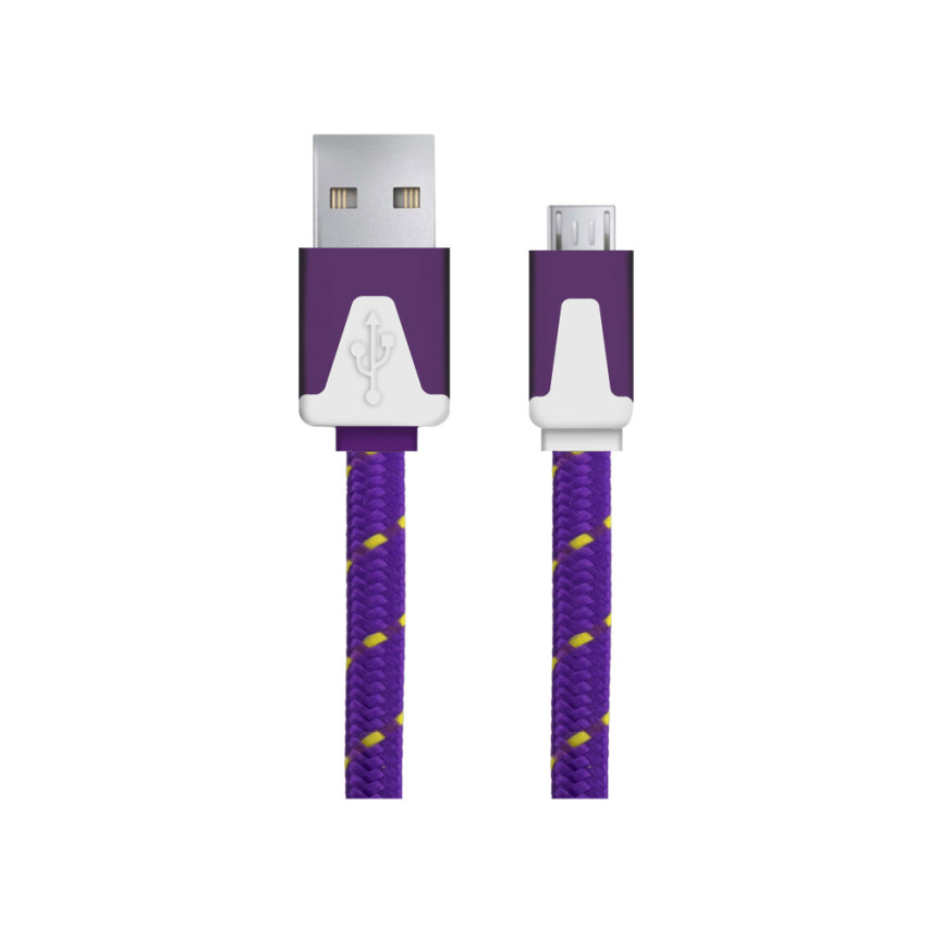 EB176V ESPERANZA MICRO USB 2.0 A-B M/M 1,0M PLOCHÝ OPLETENÝ KABEL FIALOVÉ BARVY