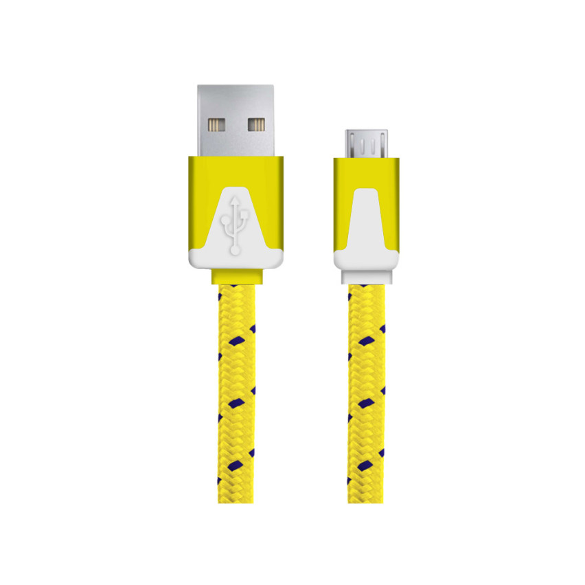 EB176Y ESPERANZA MICRO USB 2.0 A-B M/M 1,0M PLOCHÝ OPLETENÝ ŽLUTÝ KABEL