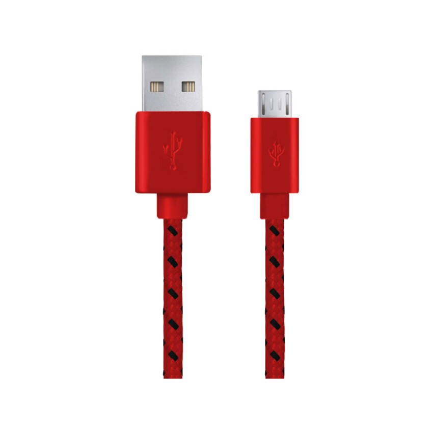 EB181R ESPERANZA MICRO USB 2.0 A-B M/M 2,0M OPLETENÝ KABEL ČERVENÝ