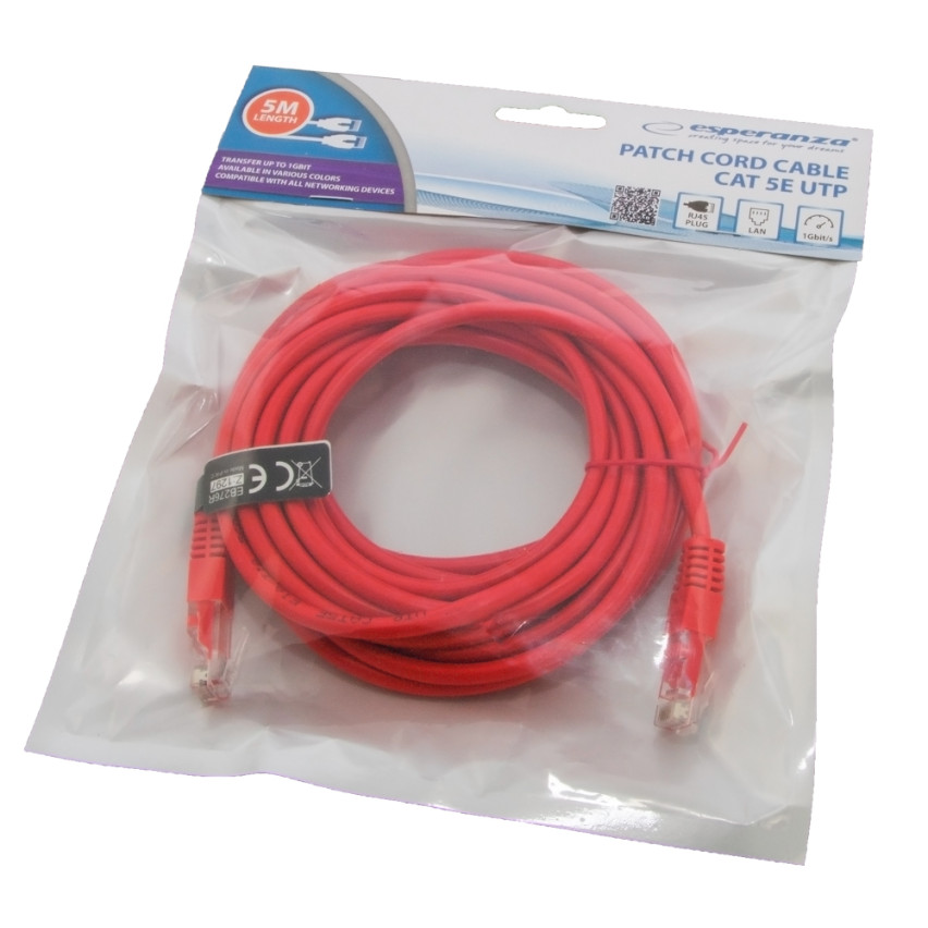 EB276R UTP CAT 5E PATCHCORD 5M ČERVENÝ