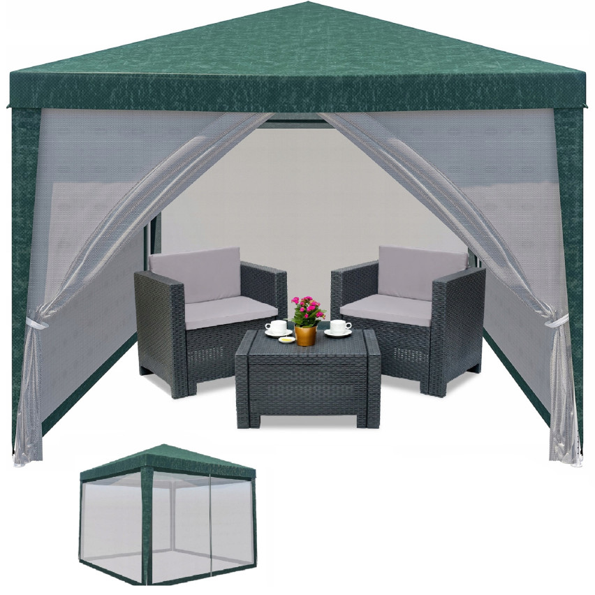 TG77594-1 ZAHRADNÍ STAN KOMERČNÍ PAVILON 3X3M S MOSKYTIÉROU ALTÁN PRO ZAHRADNÍ TERASU