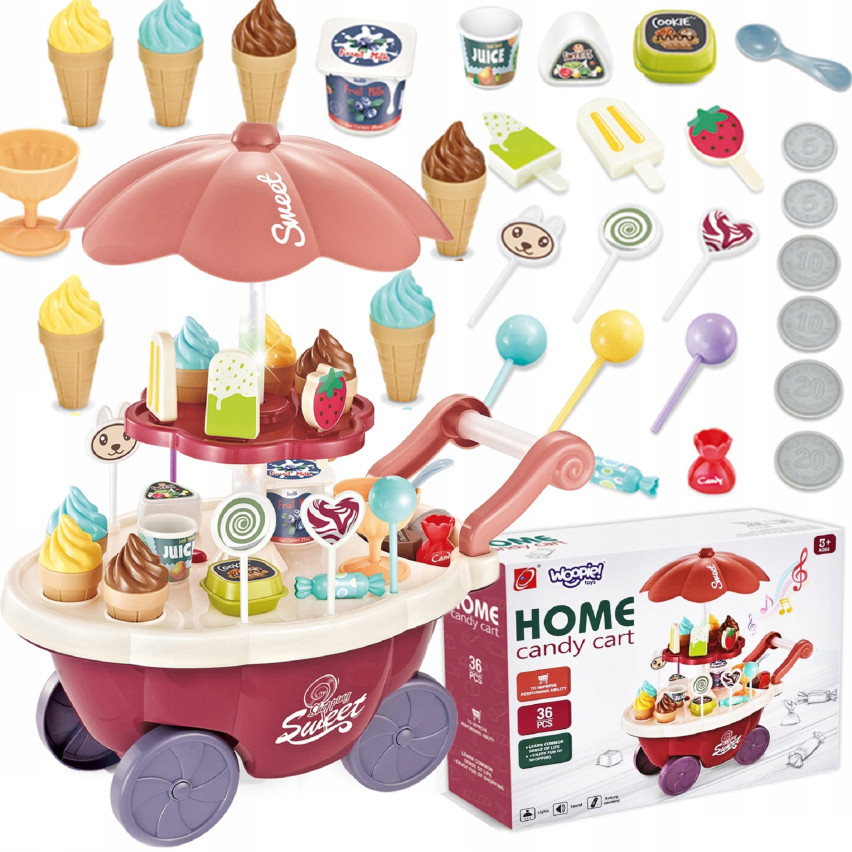 TG67295 KONDITOREI-SET EISDIELE KRAPFEN ROLLENWAGEN