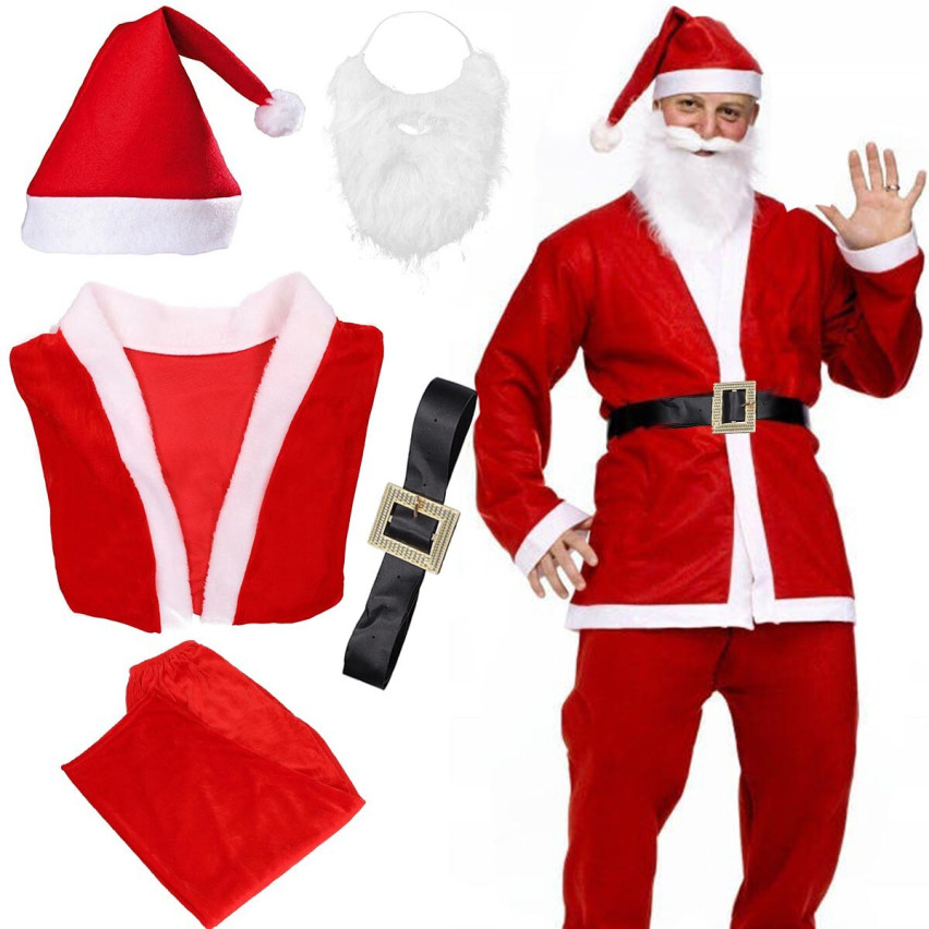 TG38890 VELUROVÝ KOSTÝM SANTA CLAUSE SADA 5 KUSŮ