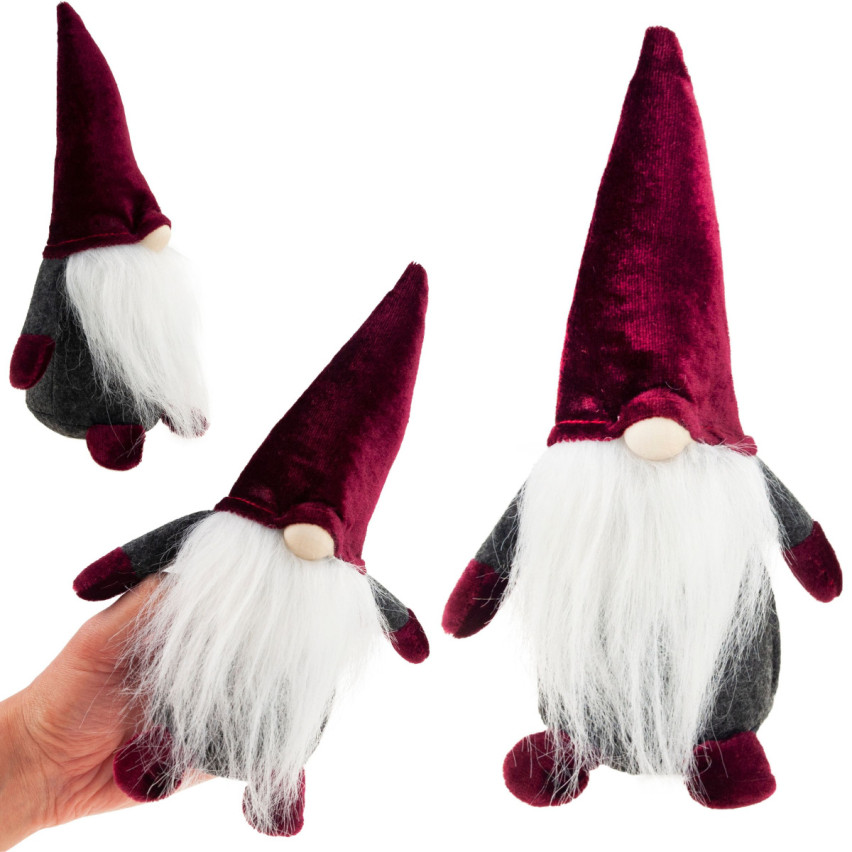 TG58154-1-B Santa Gnome Dwarf Velká kaštanová dekorace na vánoční stromek Gnome