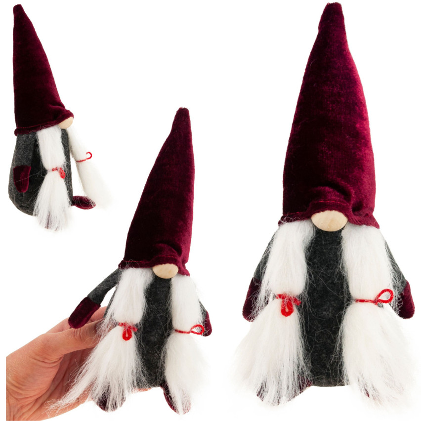 TG58154-1-G Santa Gnome Dwarf Velká kaštanová dekorace na vánoční stromek Gnome